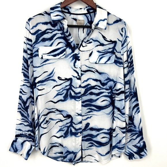 Chico's Tops - Chico’s Size 1 or Medium 10/12 Tye Dye Button Down Blouse Shirt Top Long Sleeve